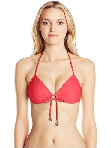 Tops Women's Cosita Buena Molded Push-Up Halter Bikini Top - Fire Coral - CZ129SHQ7PT $67.90