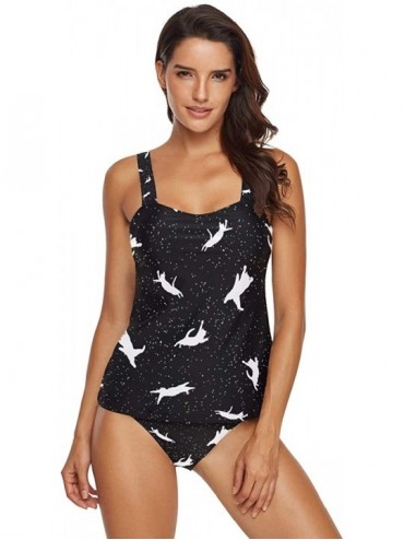 Sets Women's Comfortable Bikini Tankini Set Fashion Two Piece Swimsuit Sporty Beachwear Bathing Suit - Black - CI18TSTA27I $3...
