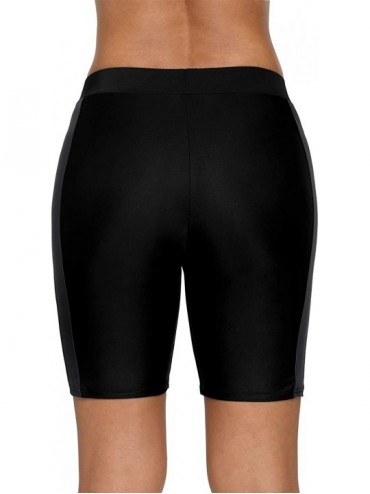 Tankinis Womens Swim Shorts High Waisted Swimsuit Tankini Bottoms - Black-gray - C218GL4H0K0 $21.86