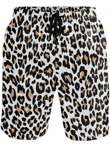 Trunks Leopard Animal Skin Print Men's Swim Trunks Quick Dry Shorts with Pockets - CP199282N58 $41.30