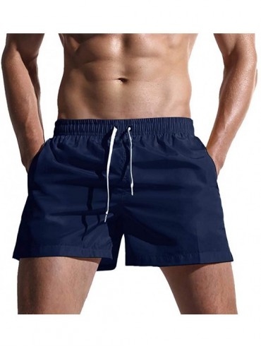 Trunks Men's Swim Trunks Quick Dry Beach Shorts with Pockets Suitable for Swimming- Vacation- Surfing or Leisure Sports - Blu...