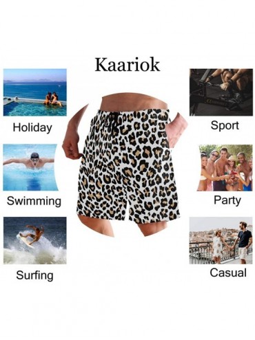 Trunks Leopard Animal Skin Print Men's Swim Trunks Quick Dry Shorts with Pockets - CP199282N58 $27.91