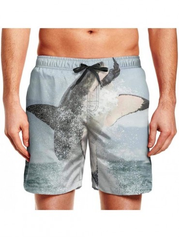Board Shorts Men's Sportwear Quick Dry Board Shorts Jellyfish Blue Swim Trunks - Jumping Shark - CU18R2A0GCI $55.86