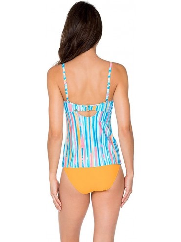 Tops Women's Iconic Twist Bra Sized Bandeau Tankini Top Swimsuit - Tulum Stripe - C018C4RUTMH $32.41