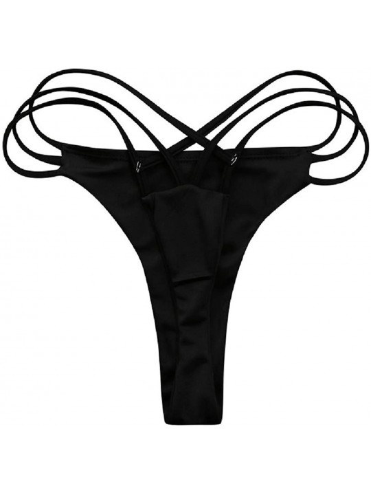Tankinis Women Bottoms Swimsuit Bikini Swimwear Cheeky Thong V Swim Trunks - Black - CD194MXAYK9 $18.60