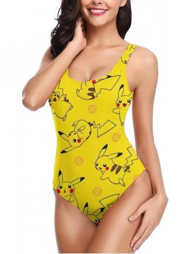 One-Pieces Women's Classic One Piece Swimsuit Pikachus Printed Training Swimwear Bathing Suits - CO18UX0RI7Q $49.80