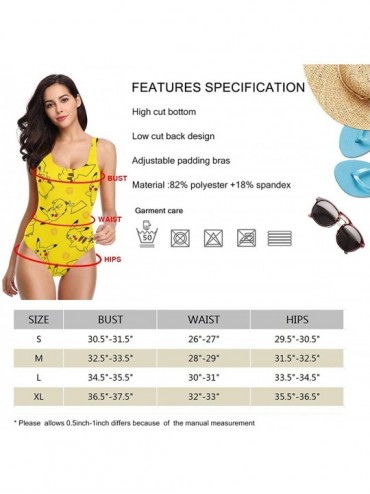 One-Pieces Women's Classic One Piece Swimsuit Pikachus Printed Training Swimwear Bathing Suits - CO18UX0RI7Q $28.46