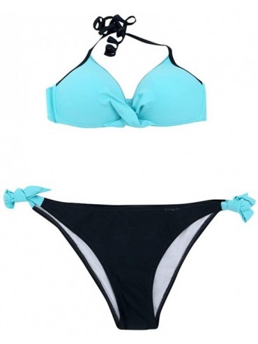 Sets Swimsuits for Womens- Cross Bandage Bikini Set Push-Up Brazilian Swimwear Beachwear Swimsuit - A-blue - CS18MH53C6K $17.98