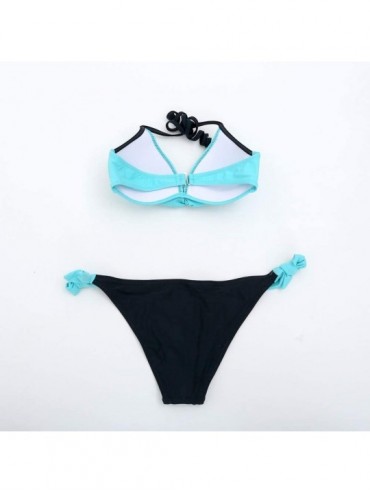 Sets Swimsuits for Womens- Cross Bandage Bikini Set Push-Up Brazilian Swimwear Beachwear Swimsuit - A-blue - CS18MH53C6K $17.98