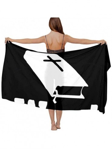 Cover-Ups Women Girls Fashion Chiffon Beach Bikini Cover Up Sunscreen Wrap Scarves - Bible Book Word Black White - CL190HHS80...