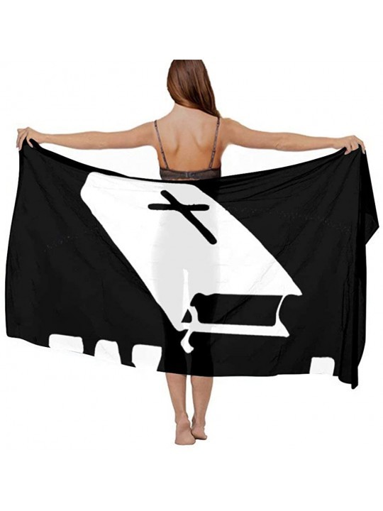 Cover-Ups Women Girls Fashion Chiffon Beach Bikini Cover Up Sunscreen Wrap Scarves - Bible Book Word Black White - CL190HHS80...