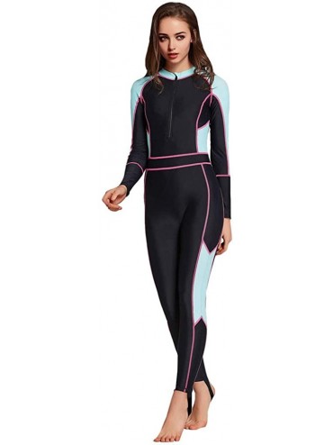 Racing Long Sleeve Surfing Swimsuit for Women 2020 Spring Summer Sunscreen Women's Cute Sporty Full Body Swimsuit 4blue - CS1...