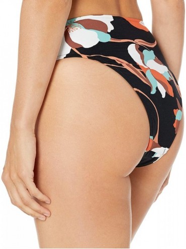 Tankinis Women's Rise High Cut Bikini Bottom Swimsuit - Flower Market Black - CW18ZE5K52K $38.03