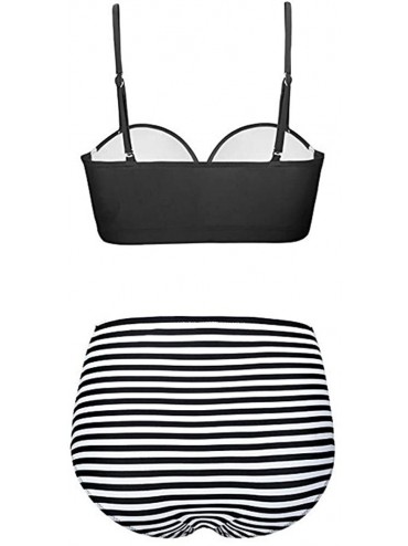 Sets Women Vintage Polka Dot High Waisted Swimsuit Bathing Suits Bikini Set Tankini Two Piece Bikini (top & Bottom) White - C...