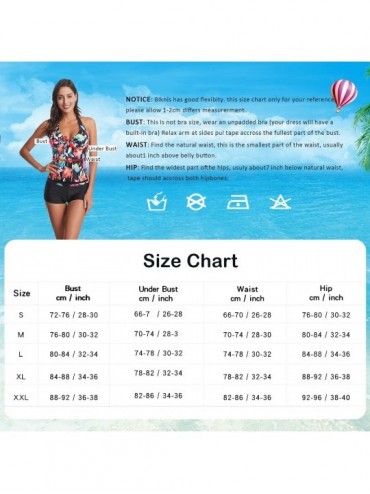 Sets Halter Floral Tankini Swimsuits Two Pieces Swimwear with Triangle Brief - Black - C2196U9HDUW $13.26