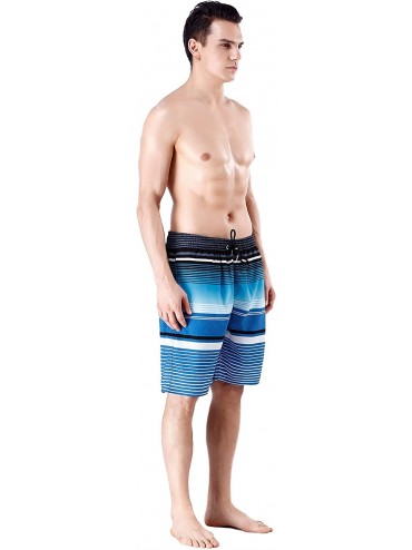 Board Shorts Men's Swim Trunks - Blue Stripe 1 - C818O2H3NT2 $17.02