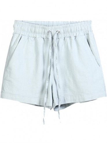 Bottoms Womens Shorts High Waisted Button Front Folded Hem Casual Retro Summer Short - Gray - CP18TN8XQ0Y $39.33