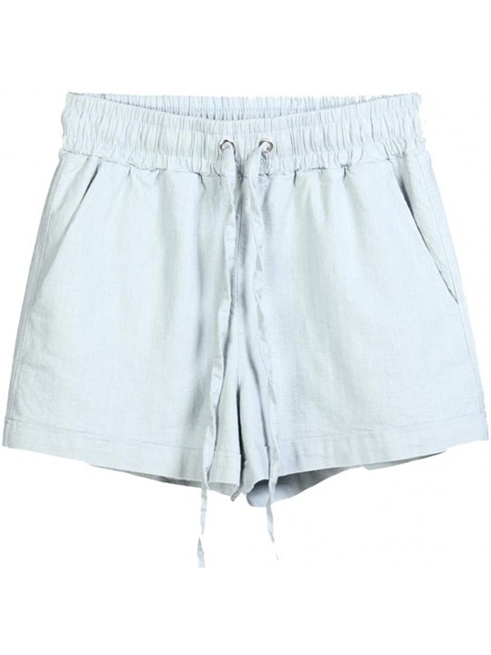 Bottoms Womens Shorts High Waisted Button Front Folded Hem Casual Retro Summer Short - Gray - CP18TN8XQ0Y $21.45