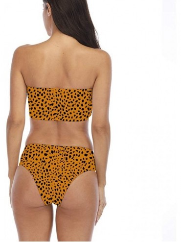 Sets Women's 2 Pieces Bikini Swimsuits Off Shoulder High Waist Bathing Suit High Cut - Orange Dots - CD18RIXOC5A $11.67