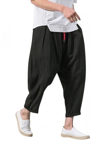 Briefs Men's Pants Casual Baggy Harem Pants Loose Drawstring Jogger 3/4 Capri Pants with Big Pockets - Black - C918WIH7KGN $6...