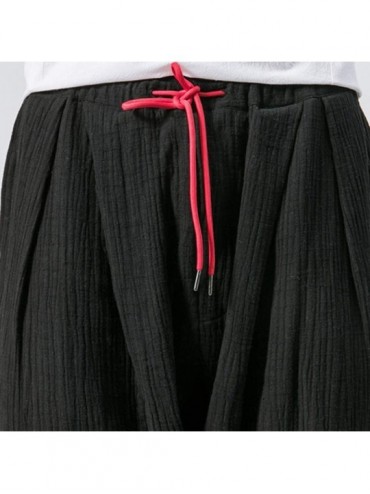 Briefs Men's Pants Casual Baggy Harem Pants Loose Drawstring Jogger 3/4 Capri Pants with Big Pockets - Black - C918WIH7KGN $2...