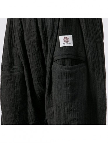 Briefs Men's Pants Casual Baggy Harem Pants Loose Drawstring Jogger 3/4 Capri Pants with Big Pockets - Black - C918WIH7KGN $2...