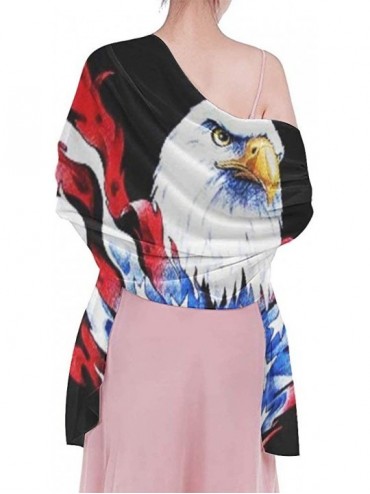 Cover-Ups Women Fashion Shawl Wrap Summer Vacation Beach Towels Swimsuit Cover Up American Flag and Bald Eagle Patriotic Blac...