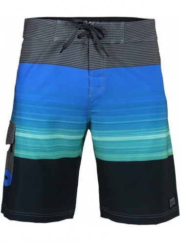 Board Shorts Men's Summer Beach Swim Pocket Board Shorts - Trifecta-blue - C618O6YLZ7T $49.02