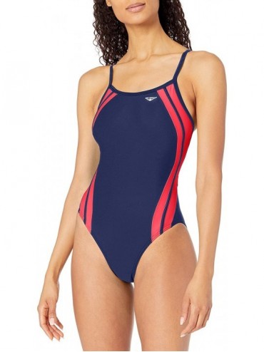 Racing Adult Women's Splice Butterfly Back Swimsuits - Navy/Red - CZ120R12TDT $85.08