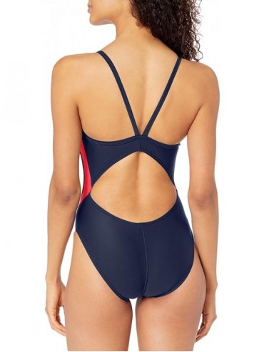 Racing Adult Women's Splice Butterfly Back Swimsuits - Navy/Red - CZ120R12TDT $36.46