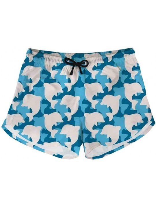 Board Shorts Beach Shorts Women Hot Pants with Pockets Drawstring Mid Rise Board Shorts - Dolphin - CC195A6SCE8 $27.46