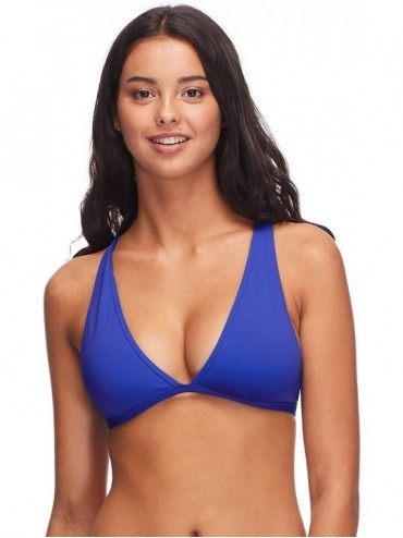 Tops Women's Rooney Fixed Triangle Bikini Top with Keyhole Back - Flavors Azure - C318ICONQ4R $59.67