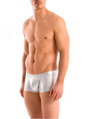 Briefs Mens New Solid Hot Body Boxer Swimsuit - Silver Ice - CV187GERA7C $21.12