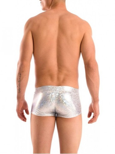 Briefs Mens New Solid Hot Body Boxer Swimsuit - Silver Ice - CV187GERA7C $21.12