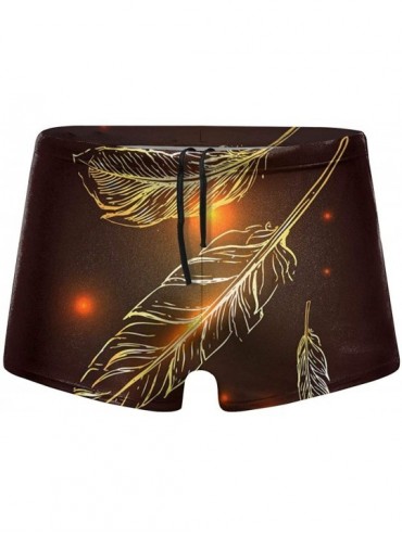 Briefs Men's Swimwear Swim Trunks Haiti Flag Boxer Brief Quick Dry Swimsuits Board Shorts - Gold Feathers - C319DY9G58D $39.25