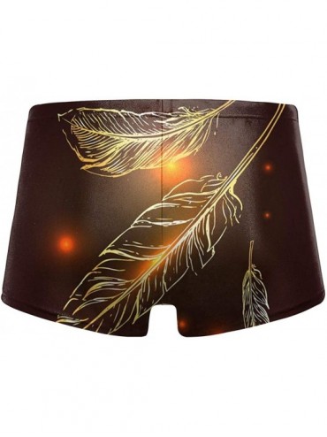 Briefs Men's Swimwear Swim Trunks Haiti Flag Boxer Brief Quick Dry Swimsuits Board Shorts - Gold Feathers - C319DY9G58D $20.97