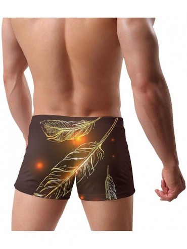 Briefs Men's Swimwear Swim Trunks Haiti Flag Boxer Brief Quick Dry Swimsuits Board Shorts - Gold Feathers - C319DY9G58D $20.97