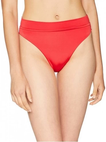 Tankinis Women's 80's Flashback High Waist Rio Bikini Bottom Swimsuit - Flashback Chilli Red - CS18089K5N0 $75.45