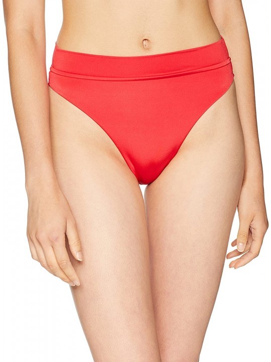 Tankinis Women's 80's Flashback High Waist Rio Bikini Bottom Swimsuit - Flashback Chilli Red - CS18089K5N0 $46.66