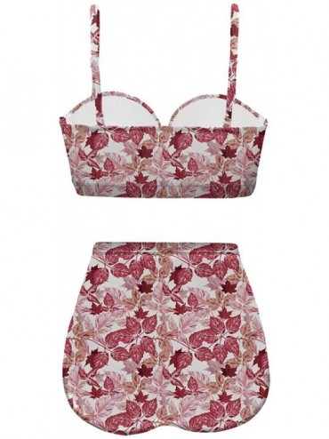 Sets Women's Retro Summer Floral Print Funny Swimsuits High Waisted Bikini Set - Multicolored - CY196SRIS7U $38.09