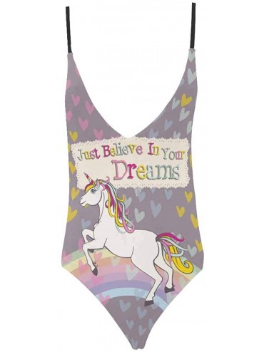 One-Pieces Funny Unicorns V-Neck Women Lacing Backless One-Piece Swimsuit Bathing Suit XS-3XL - Design 7 - CC18RYT0OHG $38.40
