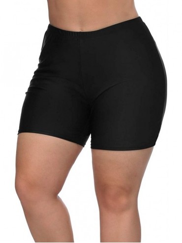 Tankinis Women's Plus Size Swimwear Printed Tankini Top Swimsuits Bathing Suits - Solid/Black Bottom - CC18N8768T2 $33.89