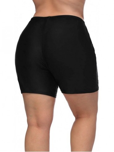 Tankinis Women's Plus Size Swimwear Printed Tankini Top Swimsuits Bathing Suits - Solid/Black Bottom - CC18N8768T2 $17.17