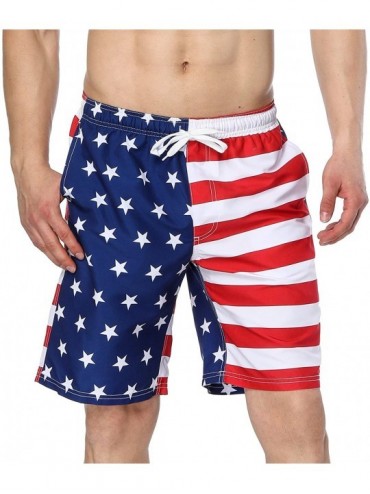 Board Shorts Mens Swim Trunks Summer Beach Shorts Board Shorts Pockets 4th of July - Us Flag2 - CC180RMK85U $32.42