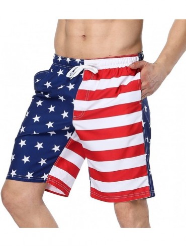 Board Shorts Mens Swim Trunks Summer Beach Shorts Board Shorts Pockets 4th of July - Us Flag2 - CC180RMK85U $15.10