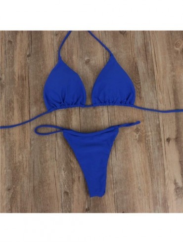 Sets Sexy Seductive Ladies Bikini Straps! Bandeau Bandage Bikini Set Push ups Brazilian Swimwear Beachwear Swimsuit Blue - CM...