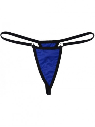 Sets Women's Metallic Sliding Top & Thong G-String Babydoll Bikini Swimsuit - Royal Blue - CC18NOZSHGZ $13.03