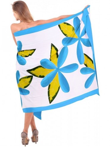 Cover-Ups Women's Swimsuit Cover Up Sarong Swimwear Cover-Up Wrap Hand Paint C - Turquoise_q848 - CP121U7LLZV $29.55