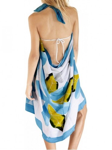 Cover-Ups Women's Swimsuit Cover Up Sarong Swimwear Cover-Up Wrap Hand Paint C - Turquoise_q848 - CP121U7LLZV $18.12