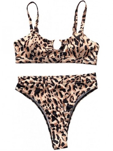 Sets Women High Waisted Bikini Set Sexy Snakeskin Print Two Pieces Swimsuits - Leopard Print - CT196YU7WQN $38.56